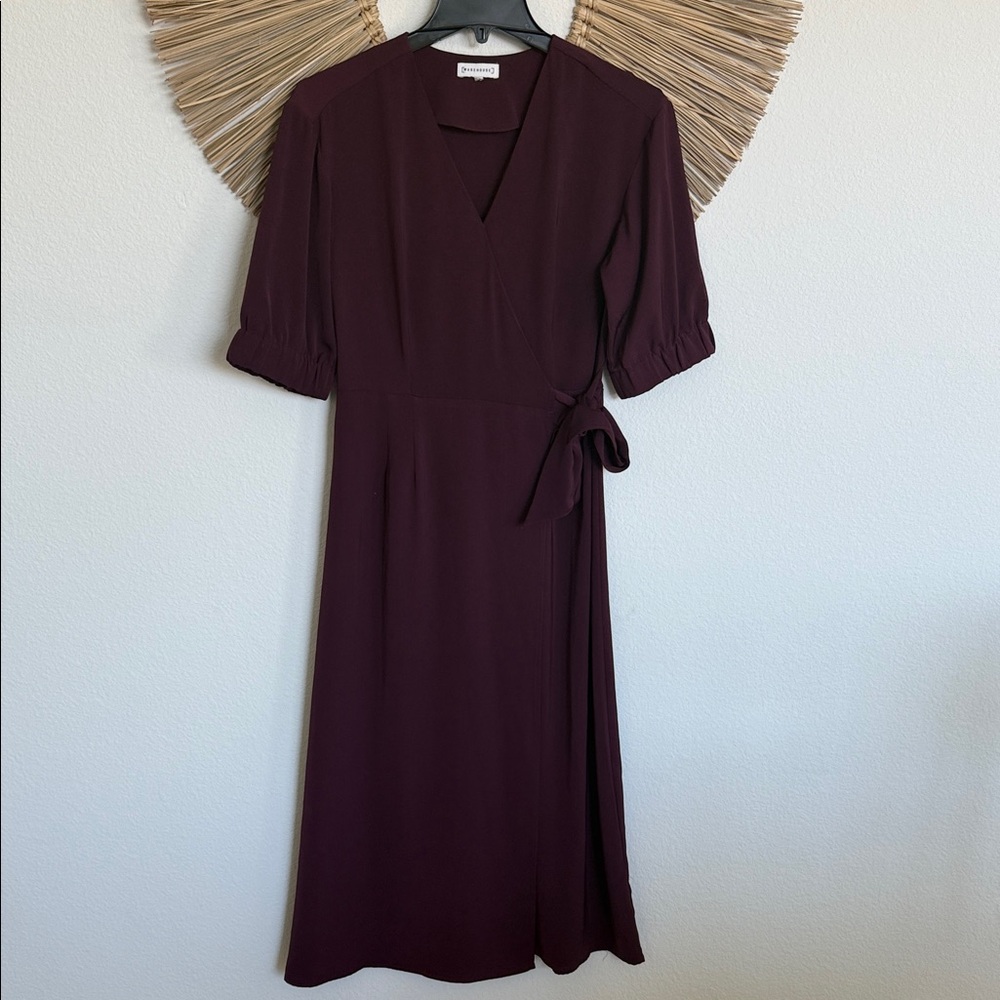 Warehouse Deep Purple Wrap Midi Dress
